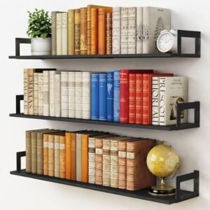 Premium Wooden Floating Bookshelves (Set of 3)
